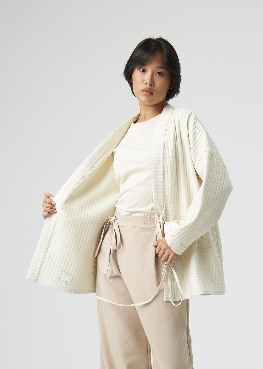 DOUBLE-BREASTED KIMONO | L/XL | BEIGE