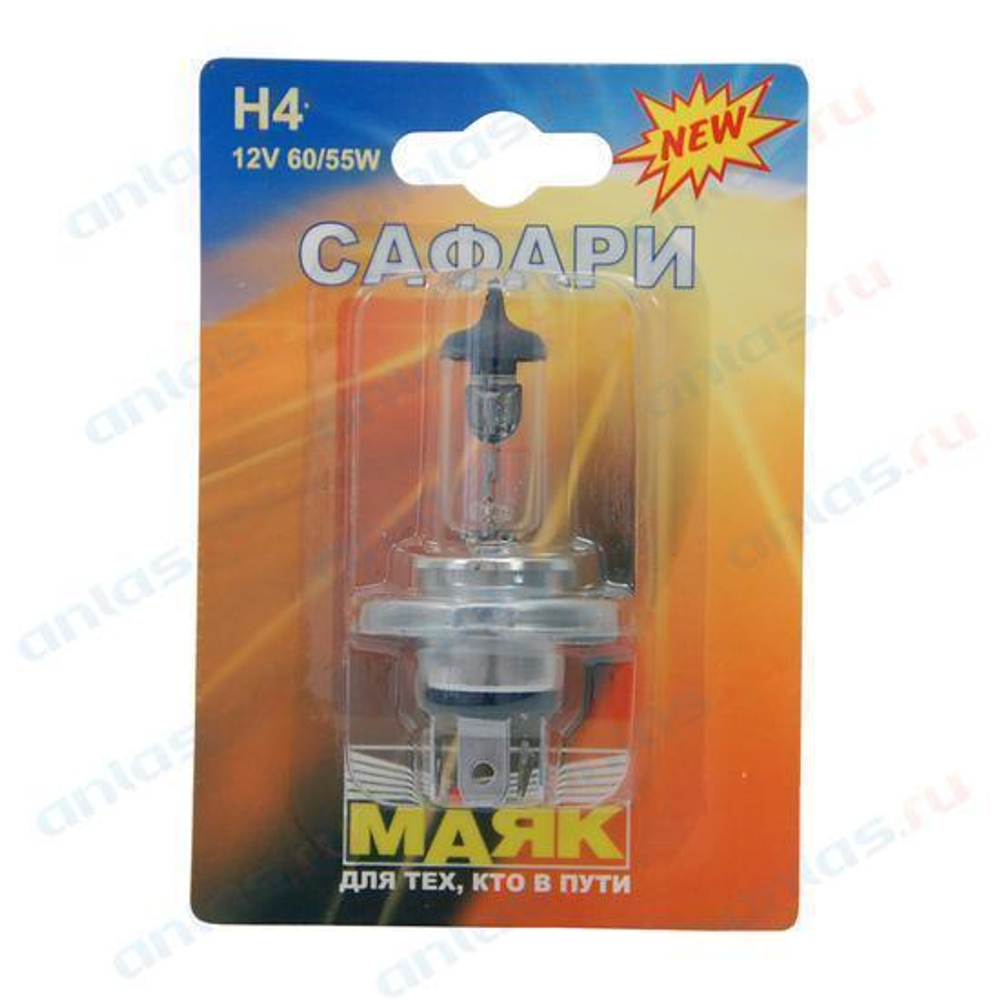Лампа 12 В H4 60/55 Вт Р43 галогенная блистер Маяк