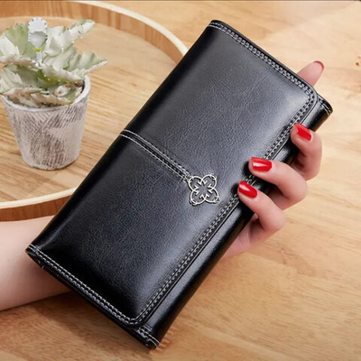 Кошелек женский, классика, искусственная кожа, множество отделений, черный