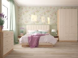 Спальный гарнитур "Богуслава" № 1 (дуб баррик светлый/крем брюле), ЛДСП/МДФ, Комфорт-S