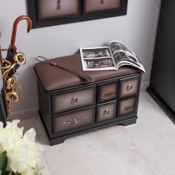 Банкетка Пандора 3 с обувницей Орех Оберджин Шоколад