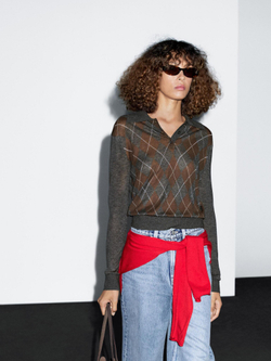 Massimo Dutti Свитер с ромбовидным узором, серый