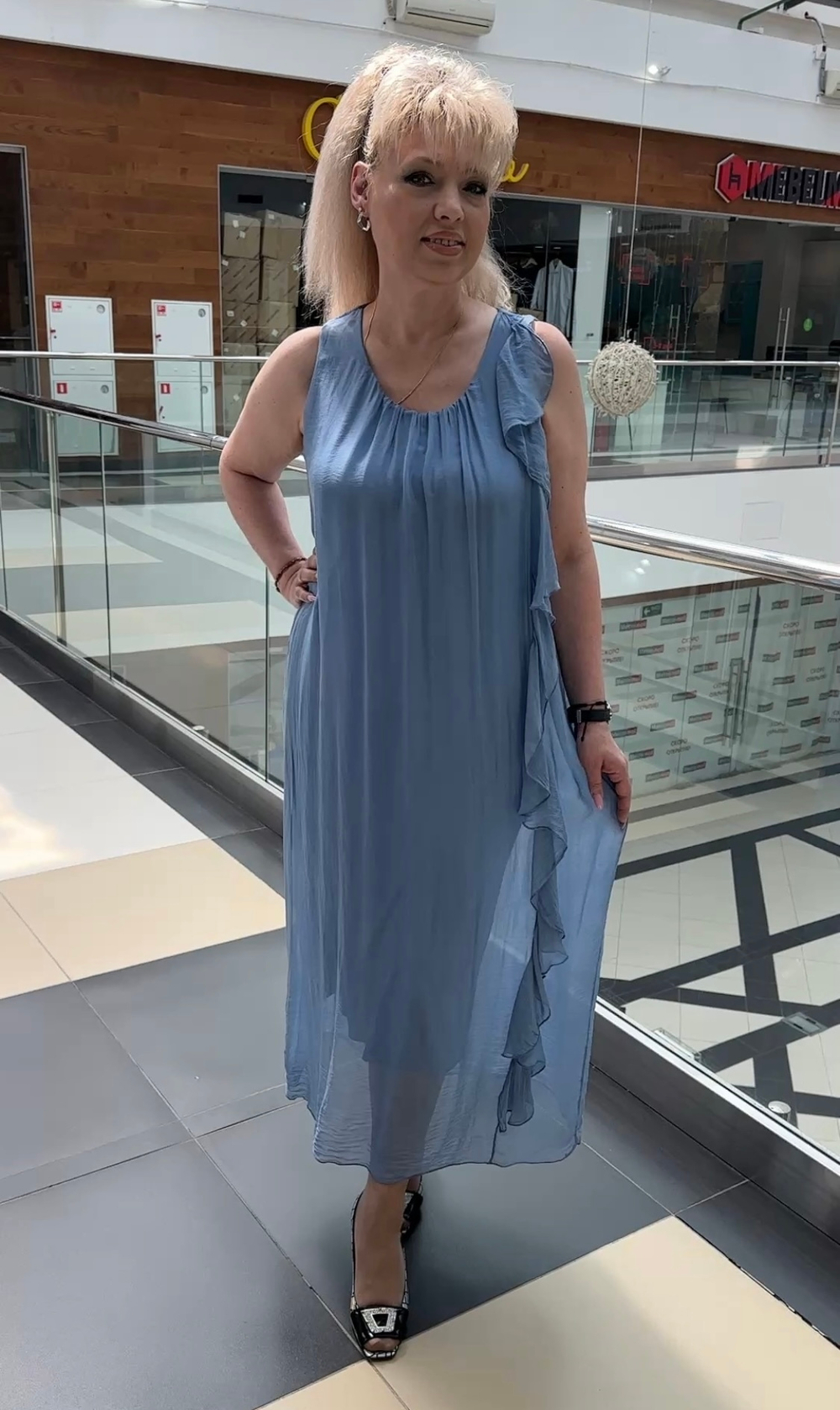 Двойное итальянское платье с рюшей