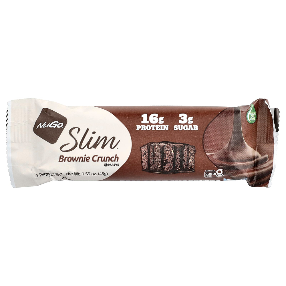 NuGo Nutrition, Slim®, протеиновый батончик, хрустящий брауни, 12 батончиков по 45 г (1,59 унции)