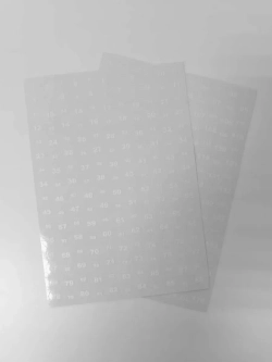 Наклейки прозрачные с номерами от 1 до 176, белые цифры