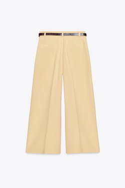 ZARA БРЮКИ-КЮЛОТЫ С РЕМНЕМ, СВЕТЛО-БЕЖЕВЫЙ