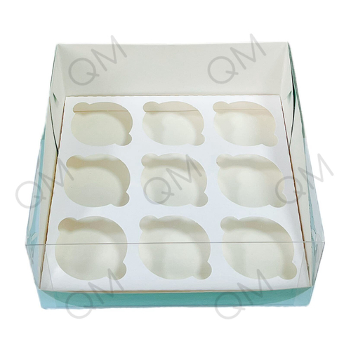 Коробка под капкейки с пластиковой крышкой 235*235*100 мм (9) (тиффани), 50шт