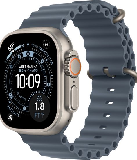 Умные часы Apple Watch Ultra 3, 49 мм, Natural Titanium Anchor Blue Ocean Band , серый