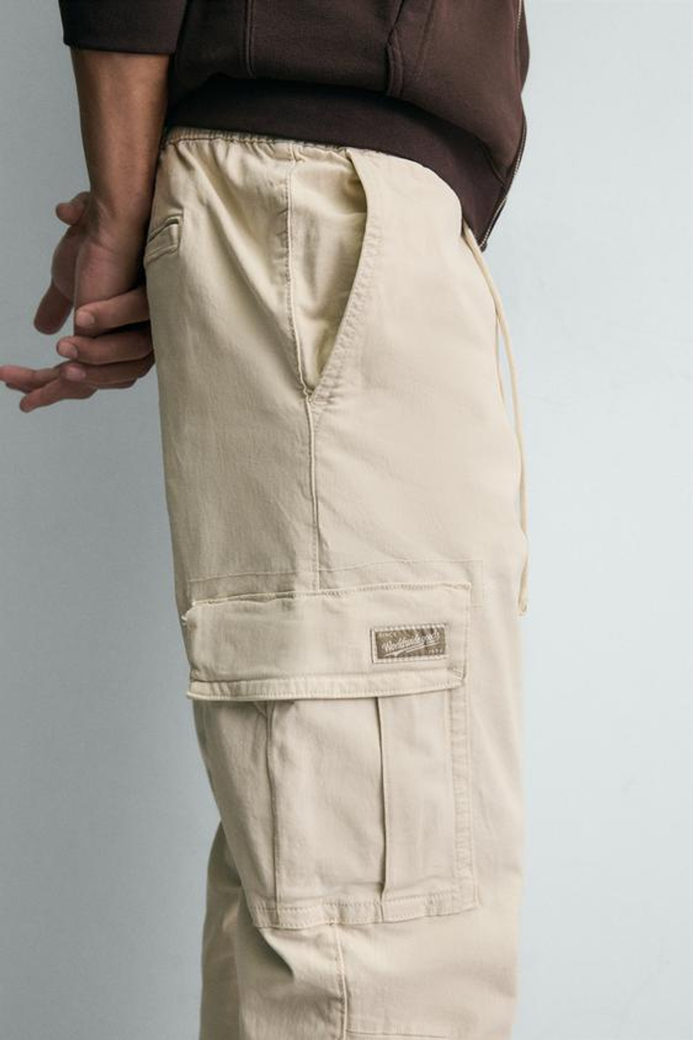 ZARA БРЮКИ КАРГО SLIM FIT, ЦВЕТ ЛЬДА