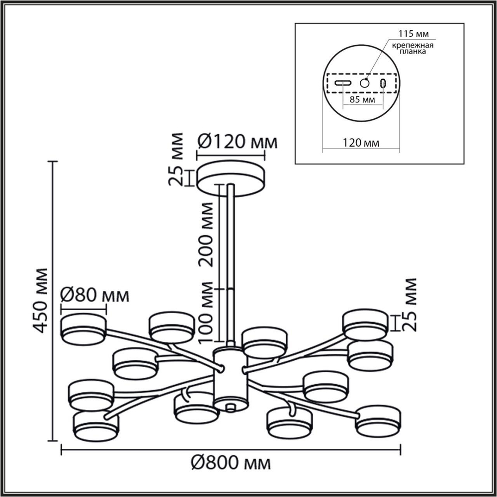 8265/12 COMFI LN26 металл, белый Люстра GX53 LED 12*7W 220V TORINA