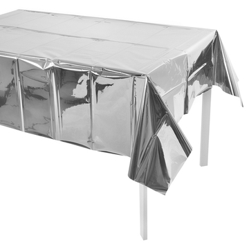 Скатерть фольгированная в серебряном цвете, 137х182 см