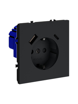 Розетка 1-м СП S70 16А с USB A+С с заземл. защ. шторки механизм графит Voltum VLS040507