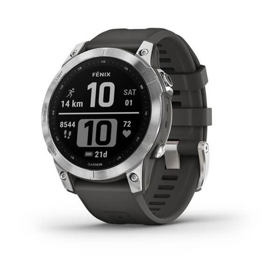 Часы Garmin Fenix 7, серебристый, графитовый силикон 010-02540-01