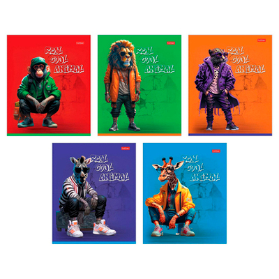 Тетрадь 48л А5ф клетка 65г/кв.м Пластиковая обложка с печатью тиснение на скобе 5 диз. в блоке серия