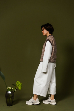 Жилет из хлопкового мулине коричневого цвета ПРЕДЗАКАЗ