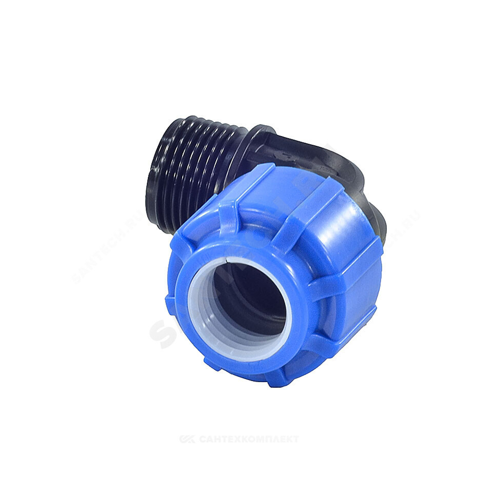 Отвод компрессионный ПЭ Дн 20х1/2"х90гр НР Ру16 ТПК-АКВА 50012012