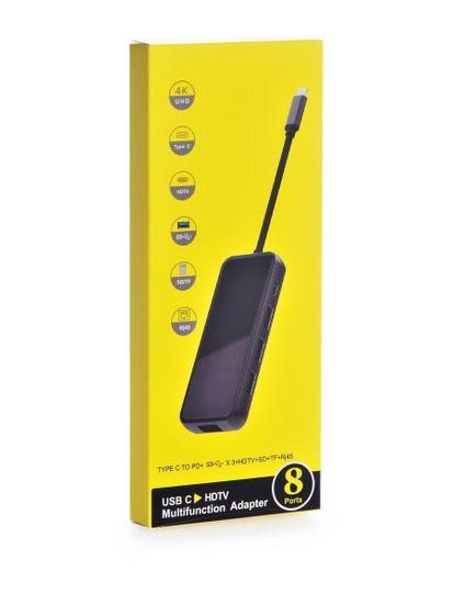 Мультипорт iNeez Type-C to USB / HDMI / CR / PD / RJ45 8IN1