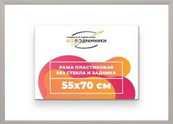 Рама багетная 55x70 для картин на холсте, пластиковая, без стекла и задника, ВсеПодрамники. Товар уцененный