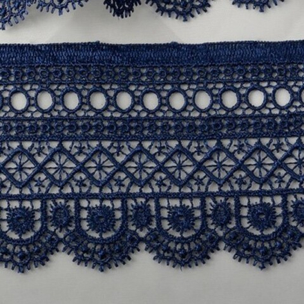 Кружево гипюр KRUZHEVO TR.2010 шир.70мм цв.04 т.синий, упак9м.