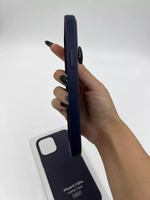 Кожаный чехол Leather Case iPhone 12 / 12 Pro, Midnight Blue Темно-Синий