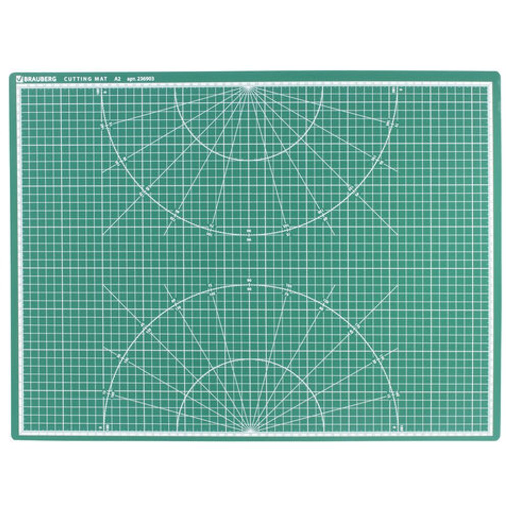 Коврик (мат) для резки BRAUBERG, 3-слойный, А2 (600х450 мм), двусторонний, толщина 3 мм, зеленый, 236903