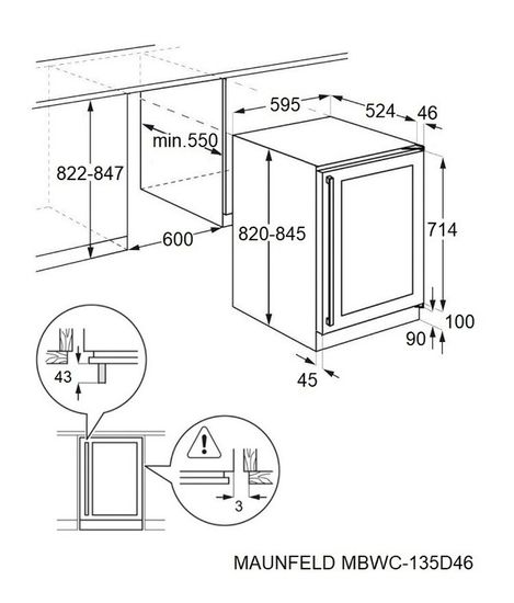 Встраиваемый винный шкаф MAUNFELD MBWC-135D46