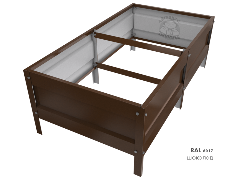 Оцинкованная грядка усиленная с полимерным покрытием RAL 8017 шоколад