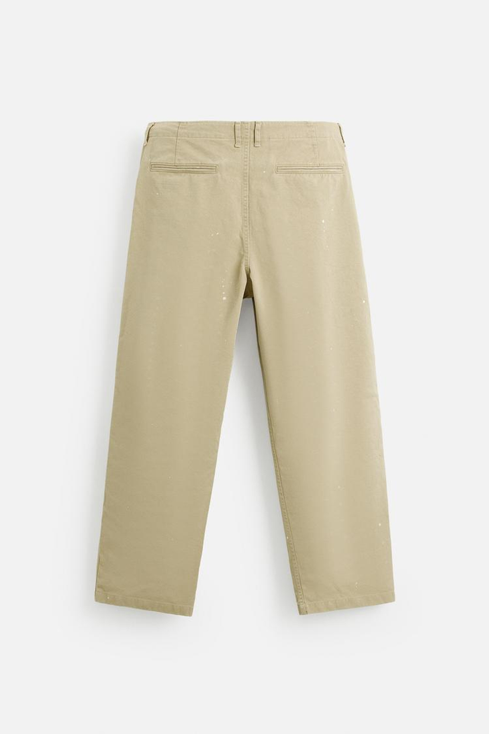 ZARA БРЮКИ ЧИНОС С ПРИНТОМ В ВИДЕ БРЫЗГ КРАСКИ, БЕЖЕВЫЙ