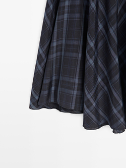 Massimo Dutti Струящаяся юбка-годе с клетчатым принтом, синий