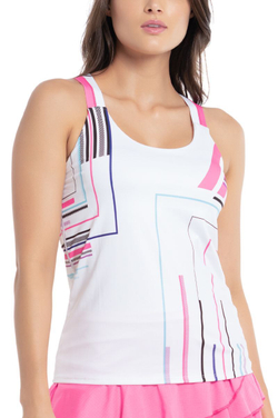 Женский топ теннисный Lucky in Love Prep It Up Tank w/Bra - белый