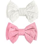 Заколки для волос НАБОР 2 шт., 10х6,5 см, зажим, с бантиком, розовый, белый, MONTE VITA, 457110