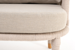 "Верона" кресло плетеное из роупа, каркас алюминий белый муар, роуп бежевый круглый, ткань бежевая 15052 высота посадки 43,5 см