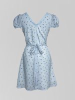 Платье MLJ 6639 в цветок с завязками сзади и кружевом на рукавах