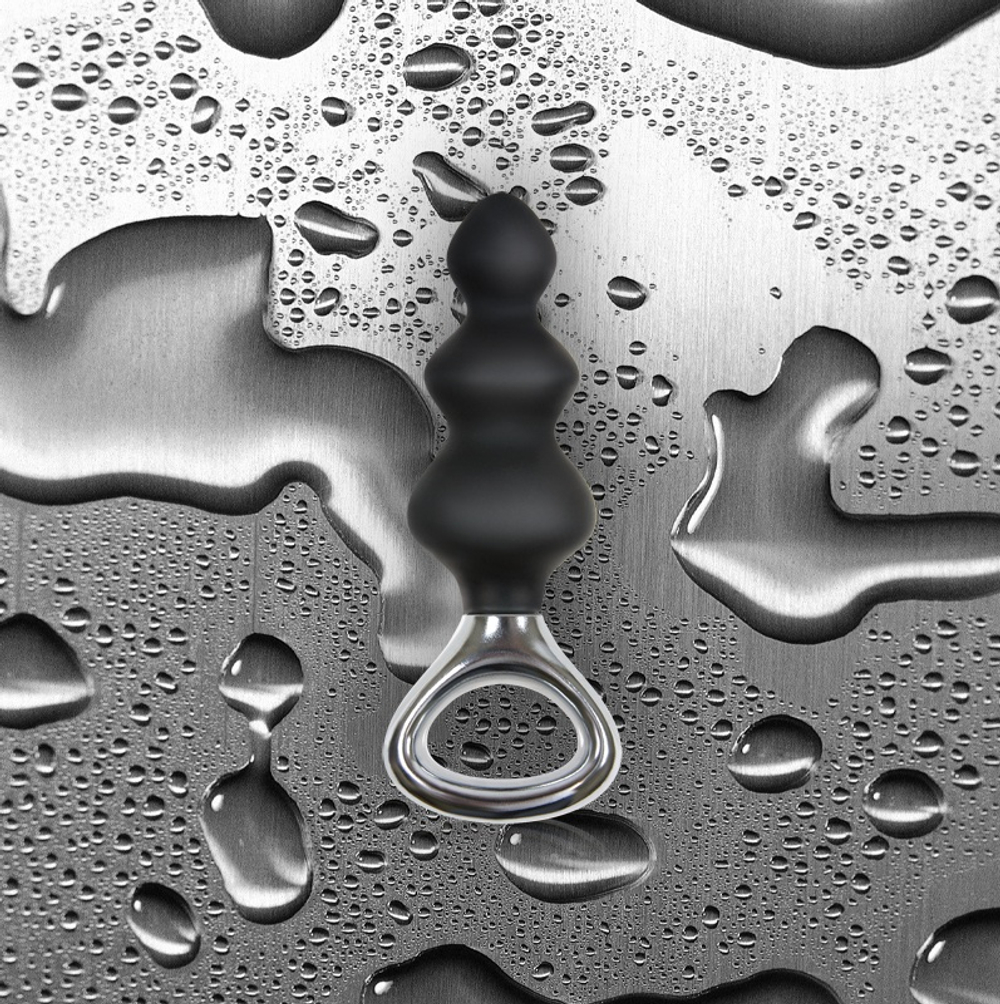 Чёрная анальная елочка с ручкой Jolie Platinum Plug Medium из силикона - 13,4 см. (Цвет: черный)