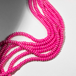 Бусины хеши, каучук с напылением, оттенок "Фуксия", 7,5*3мм