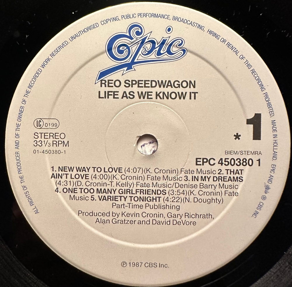 REO Speedwagon - Life As We Know It (Голландия 1987г.)