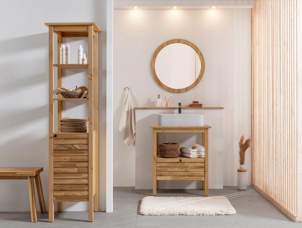 Тумба под раковину 1 ящик Миллиси из массива дуба и сосны