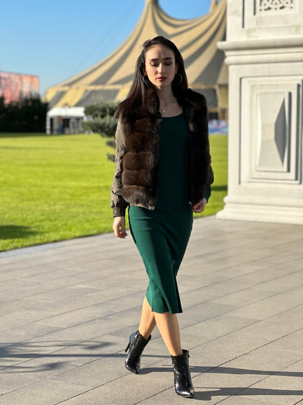 Куртка со вставками из меха норки (бомбер)