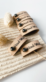 Кожаные бирки с кнопкой "Hand Made"