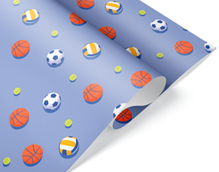 Упаковочная бумага 80гр (0,7*1 м) Спортивные мячи