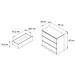 Комод, 70х35х67, Марм, для одежды, для игрушек, с 3 ящиками, в прихожую, серый, Dipriz