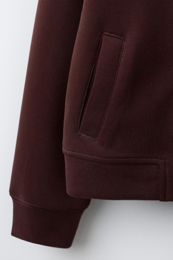 ZARA СПОРТИВНАЯ ТОЛСТОВКА С РЕЛЬЕФНОЙ НАДПИСЬЮ, ВИННЫЙ