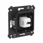 Телефонная розетка RJ-12 без шторки в стену одинарная, "Avanti", "Черный матовый"