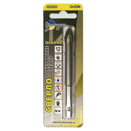 440012 Сверло по керамограниту Trio-Diamond QUADRO HEX 12мм