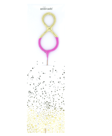 Бенгальская свеча "8" (розовый / золото) 1 шт