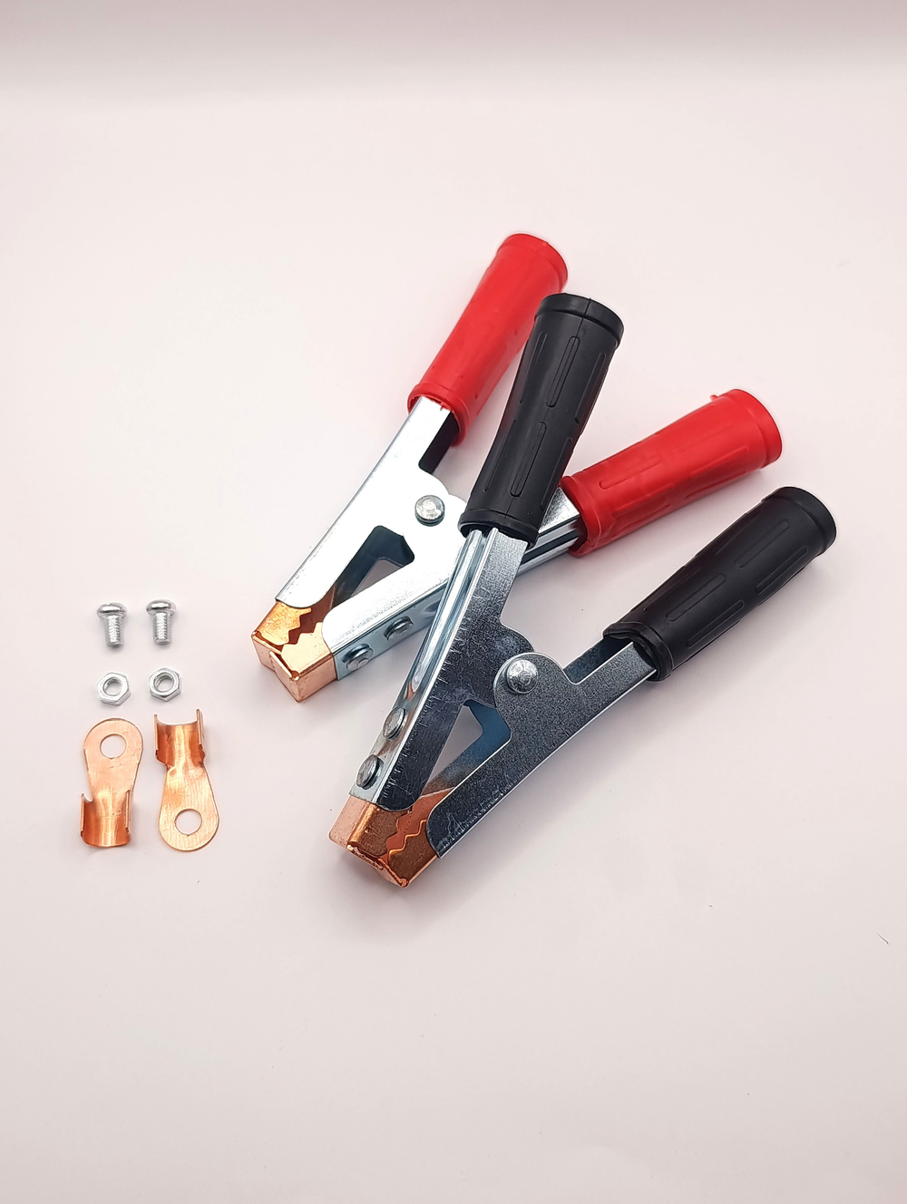 Зажим КЛЕМЫ (крокодил) для проводов АКБ до 1000 А (2 шт.) длина 150 мм медные наконечники