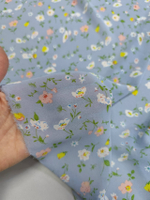 Шифон/ Цветы на голубом