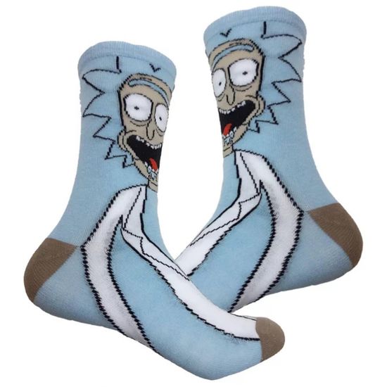 Носки Рик и Морти "Рик и веселье", р-р 40-44 (голубой/белый в полный рост)