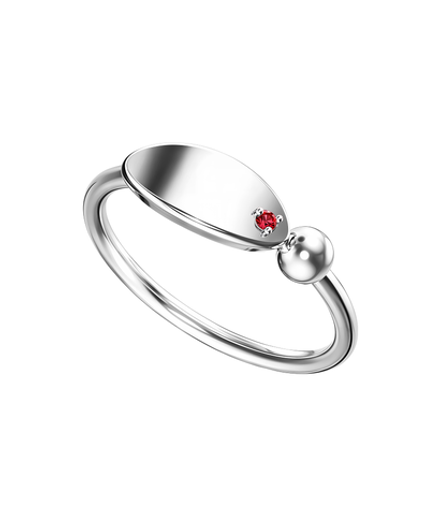 Кольцо из серебра со вставкой из выращенного рубина