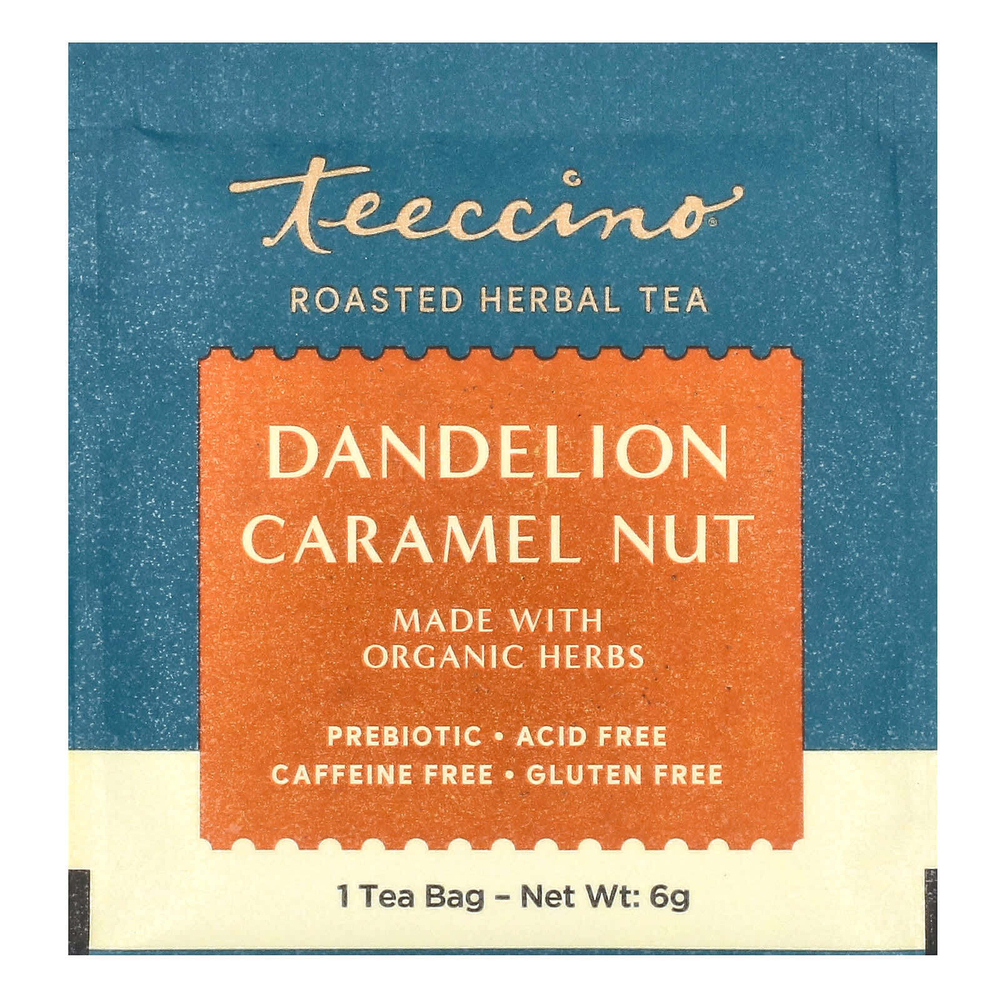 Teeccino, чай из обжаренных трав, одуванчик, карамель и орех, без кофеина, 25 чайных пакетиков, 150 г (5,3 унции)
